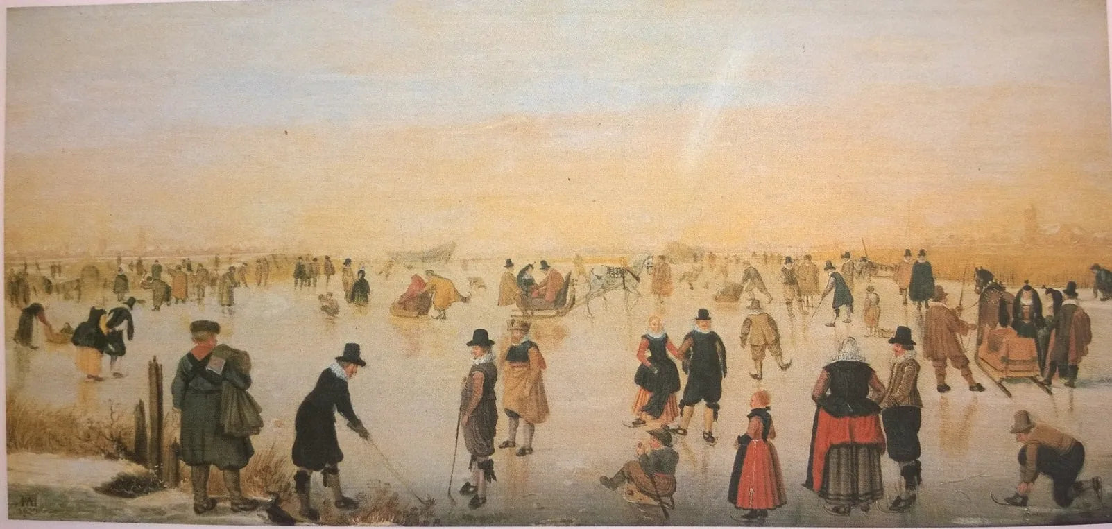 Patinage sur glace (prétendument près de Kampen) - Hendrick Avercamp image 1 copie peinte à la main à l’huile