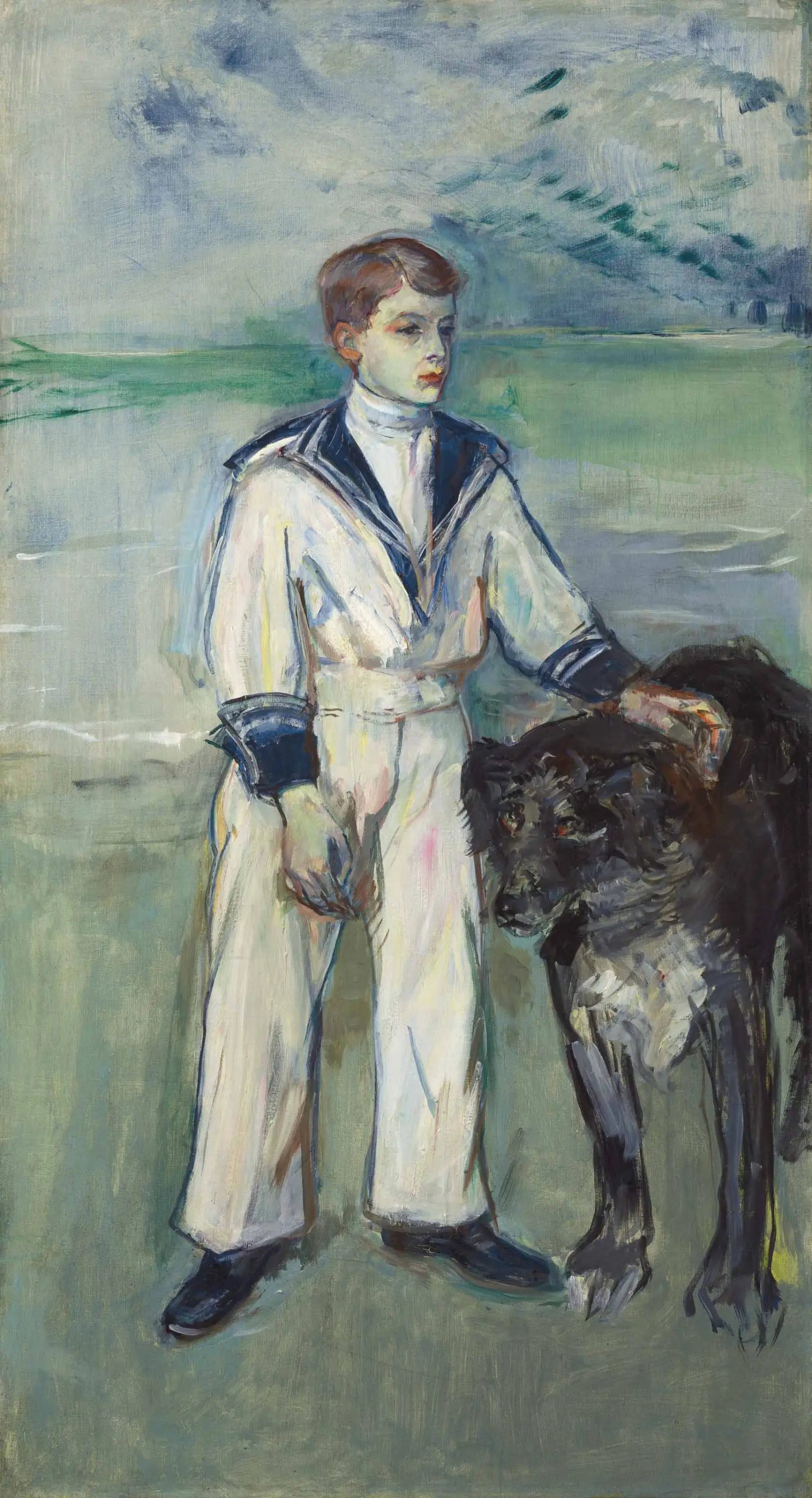 Reproduction du tableau « L'Enfant au chien, fils de Madame Marthe et la chienne Pamela, Taussat - Henri de Toulouse-Lautrec » par Alpha Reproduction en peinture à l’huile