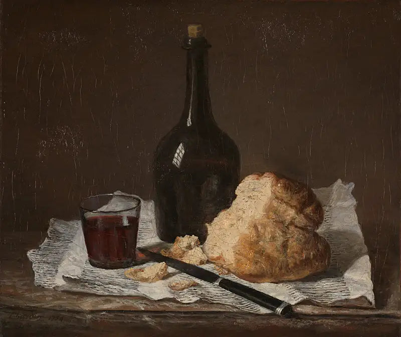 Stillleben mit Flasche, Glas und Brot - Jean Siméon Chardin