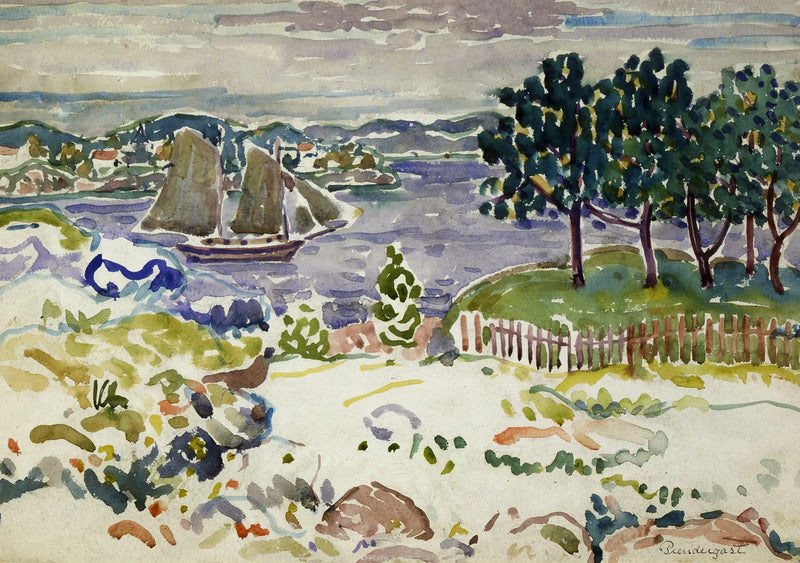 Bucht mit Segelboot, Maine - Maurice Prendergast