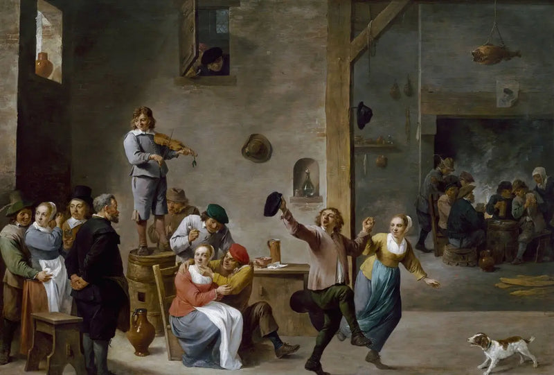 Innenraum einer Herberge mit tanzenden Bauern - David Teniers der Jüngere