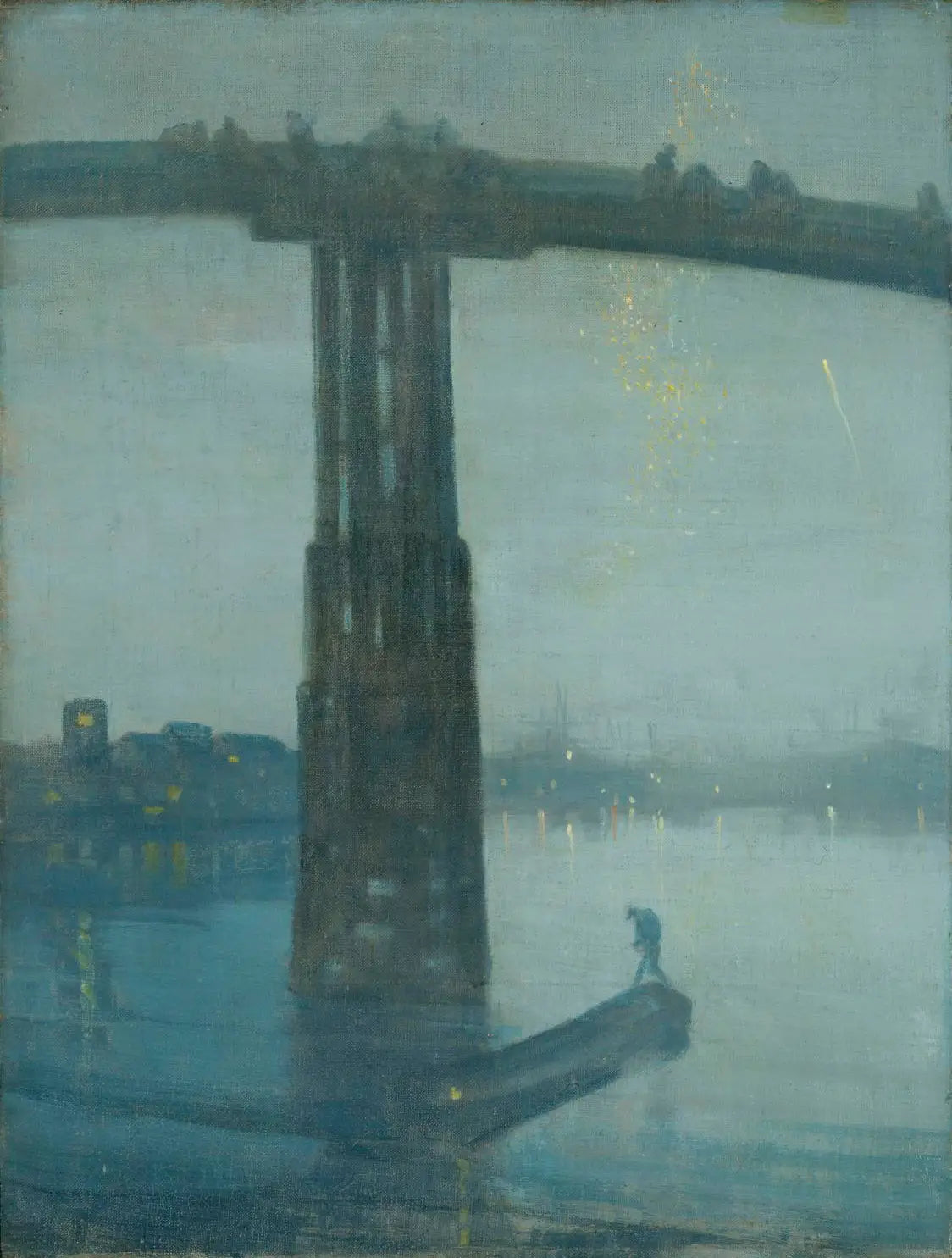 Reproduction du tableau « Nocturne en bleu et or - le Vieux Pont de Battersea - James Abbott McNeill Whistler » par Alpha Reproduction en peinture à l’huile