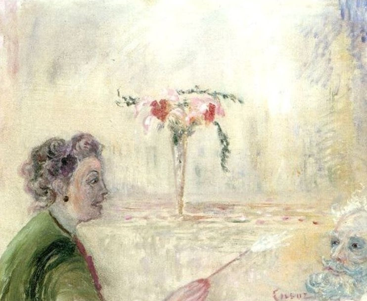 "Peintre aux Prises" 1938 (portret van Suzanne Van Damme) - James Ensor
