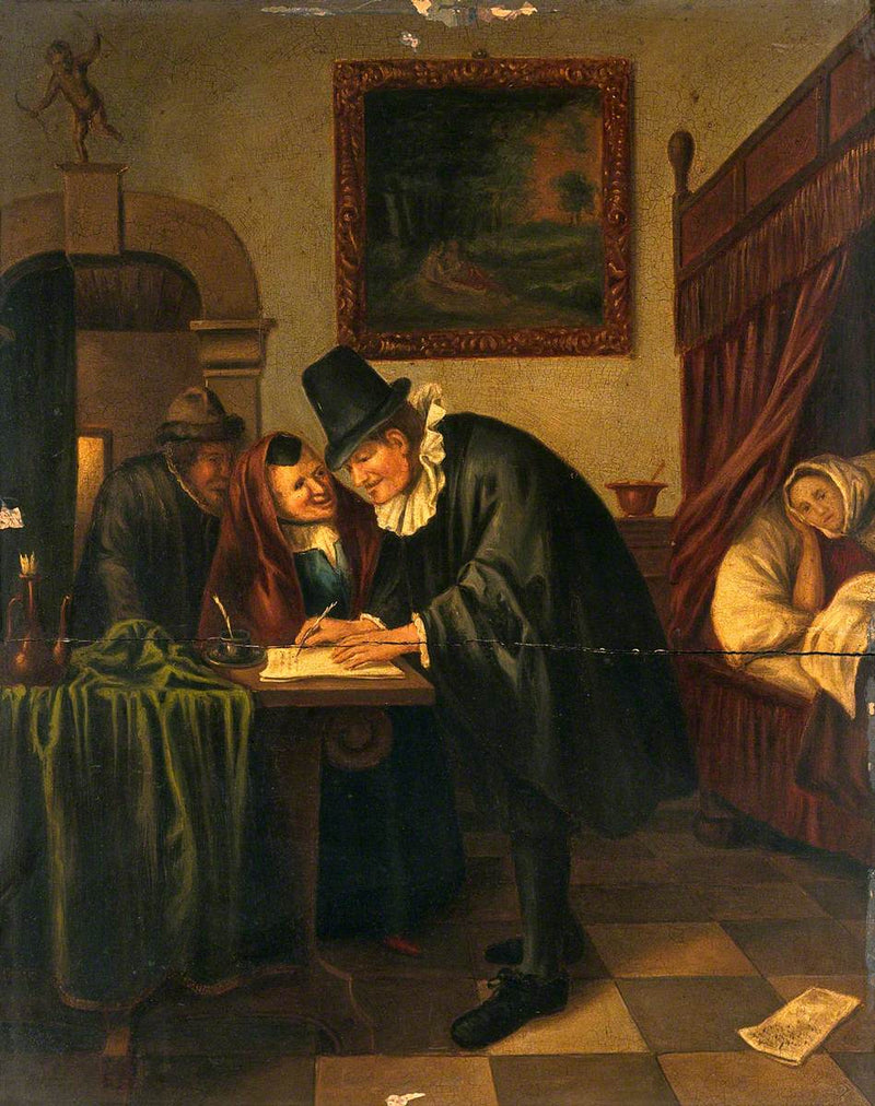 Un médecin rédige une ordonnance pour une jeune femme malade - Jan Steen