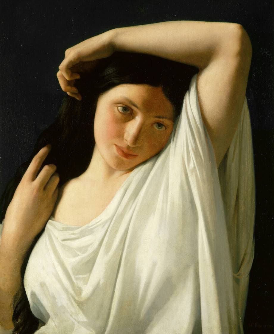 Junges Mädchen im Halbporträt – Hippolyte Flandrin