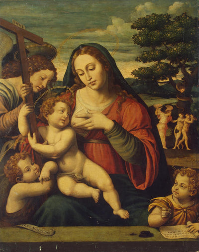 La Vierge à l'Enfant avec saint Jean-Baptiste, saint Jean l'Évangéliste et un ange - Juan de Juanes