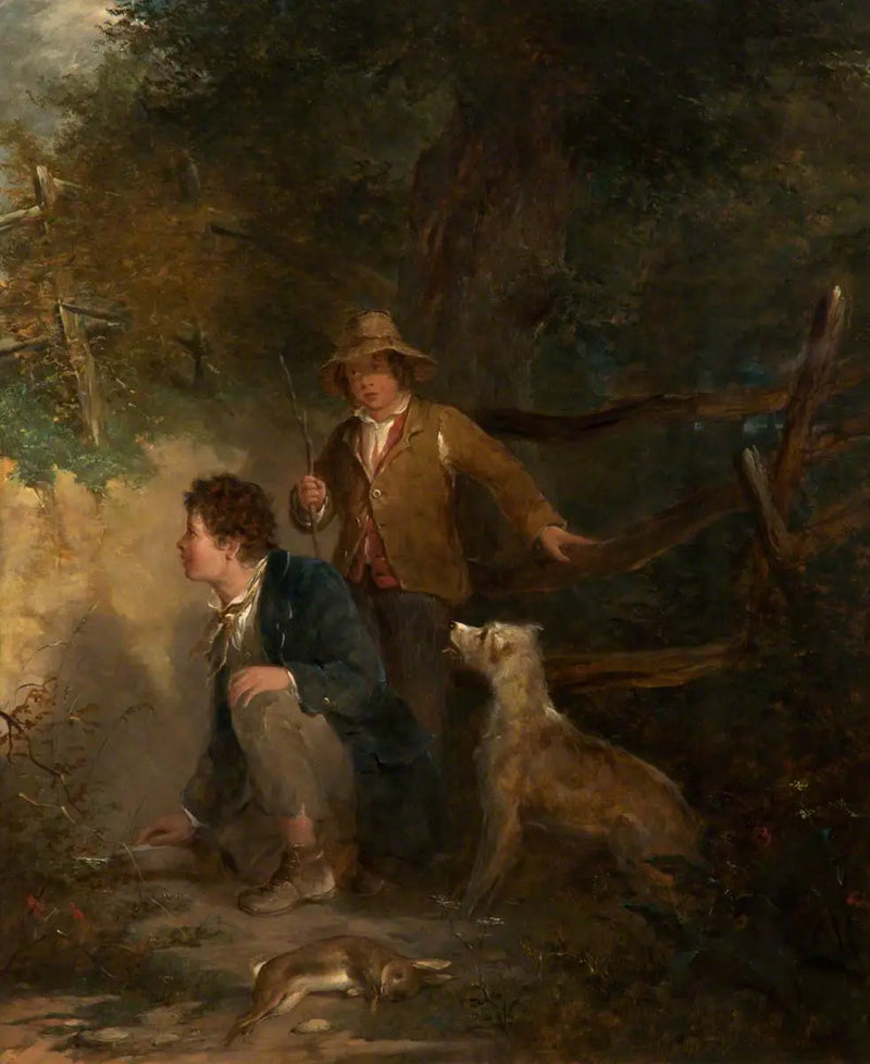 Jungen, die mit dem Hasen spielen - John Everett Millais