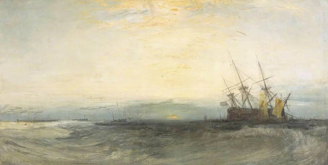 Reproduction du tableau « A Ship Aground, Yarmouth; Sample Study - J. M. W. Turner » par Alpha Reproduction en peinture à l’huile