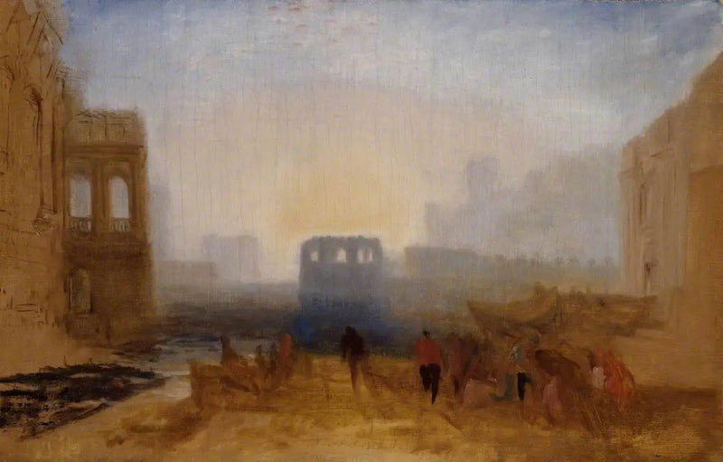 Claudianer Hafenansicht: Studie für 'Dido, die Ausrüstung der Flotte anleitend' - J. M. W. Turner