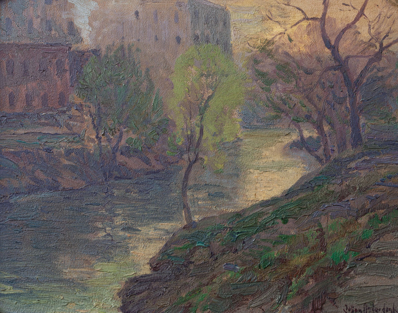 Früher Morgen am San Antonio River an der Mühlenbrücke – Julian Onderdonk