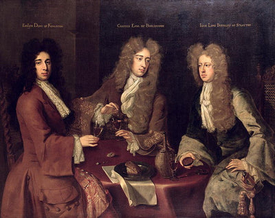 Le comte de Burlington (au centre) avec Evelyn Pierrepont, 1er duc de Kingston-upon-Hull (à gauche) et John Berkeley, 3e baron Berkeley de Stratton (à droite) - Godfrey Kneller