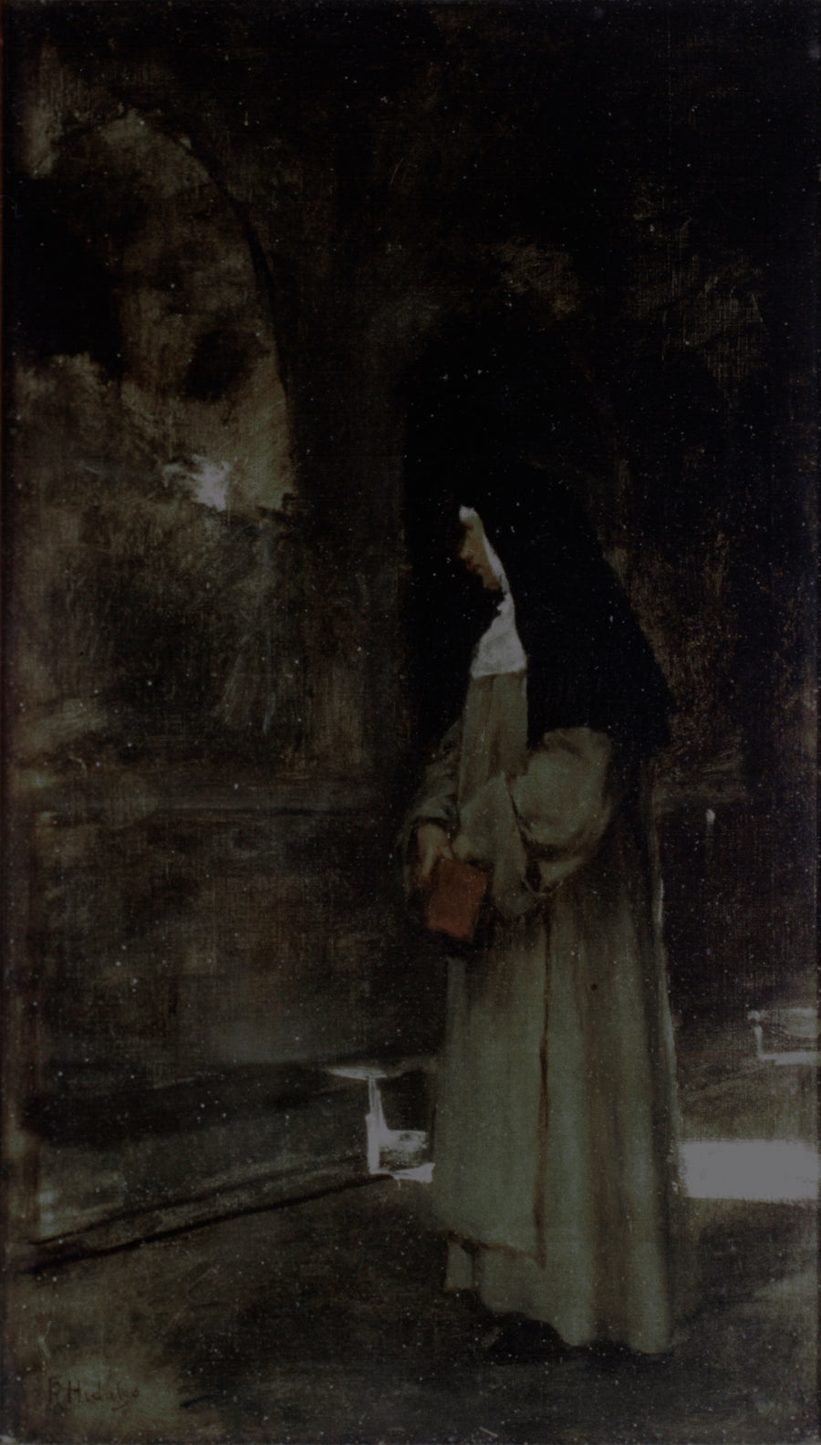 La Mère au cloître — Félix Resurrección Hidalgo, vers 1885, Huile sur toile
