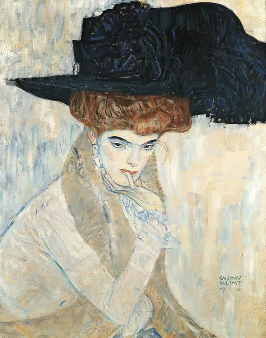 🎩✨ Der schwarze Federhut – Gustav Klimt (1910)