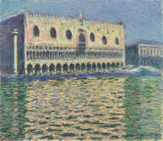 🌅 Der herzogliche Palast Claude Monet (1908) – Helle Version mit goldenen Reflexen