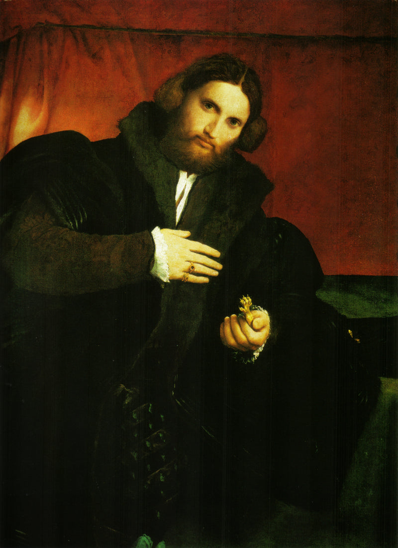 Porträt eines Edelmannes mit Löwenpfote - Lorenzo Lotto