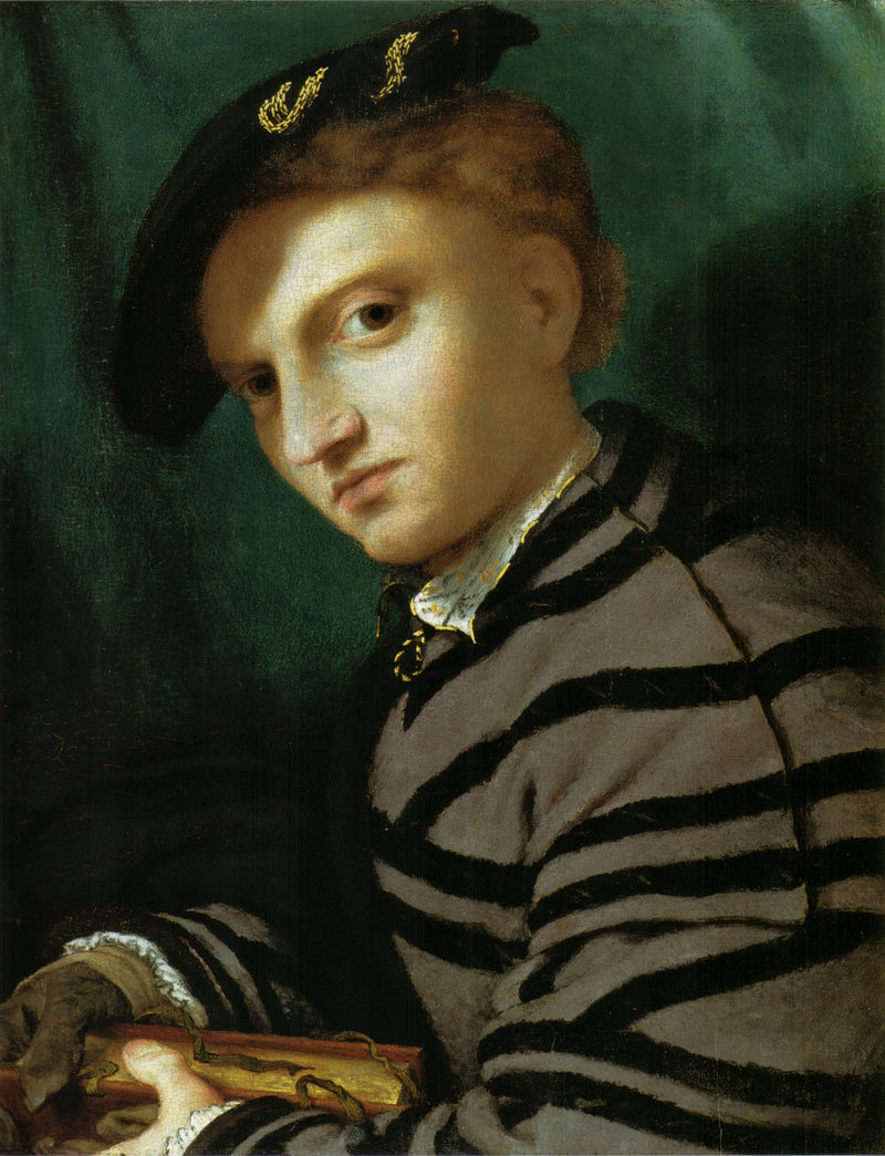 Porträt eines jungen Mannes mit einem Buch - Lorenzo Lotto