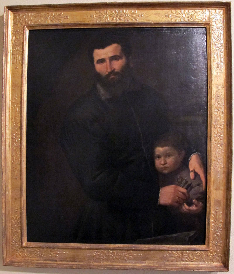 Porträt des Chirurgen Gian Giacomo Bonamigo mit seinem Sohn Giovanni Antonio - Lorenzo Lotto