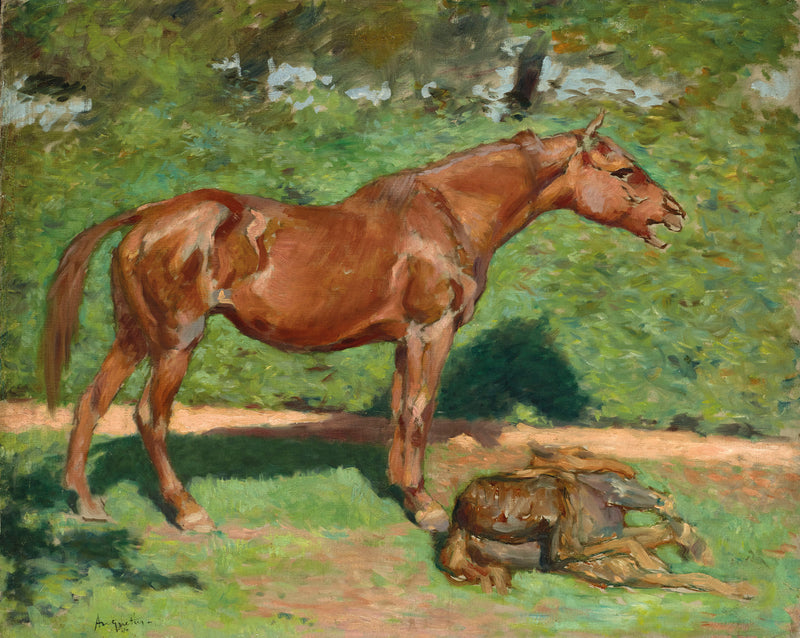 Stute und ihr Fohlen - Louis Anquetin