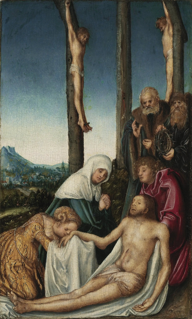 Die Klage mit den zwei gekreuzigten Räubern - Lucas Cranach der Ältere