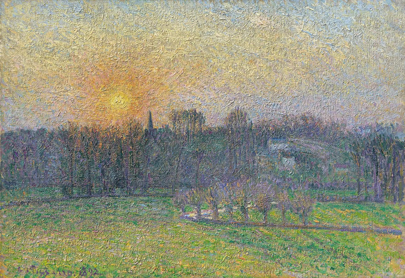 Blick auf Bazincourt, Sonnenuntergang - Camille Pissarro
