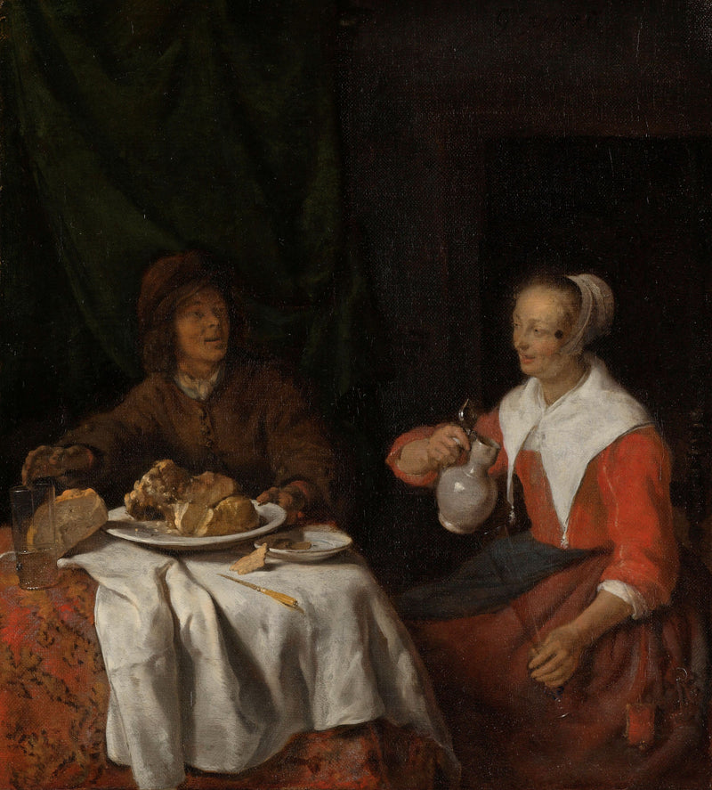 Un homme et une femme partagent un repas - Gabriel Metsu