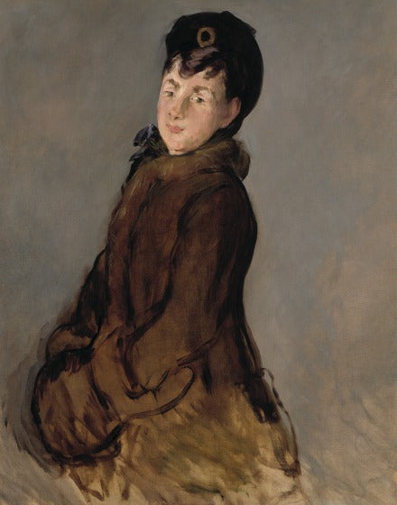 Reproduction du tableau « Portrait d'Isabelle Lemonnier avec un manchon - Édouard Manet » par Alpha Reproduction en peinture à l’huile