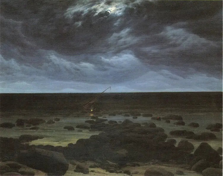 Ufer mit gestrandeter Boot im Mondschein - Caspar David Friedrich