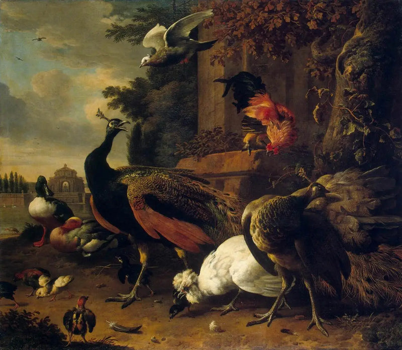 Vögel in einem Park - Melchior de Hondecoeter