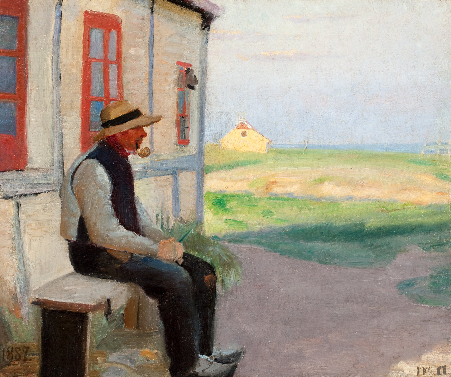 Le pêcheur Niels Gaihede devant sa maison à Skagen Østerby. - Michael Peter Ancher - Alpha Reproduction