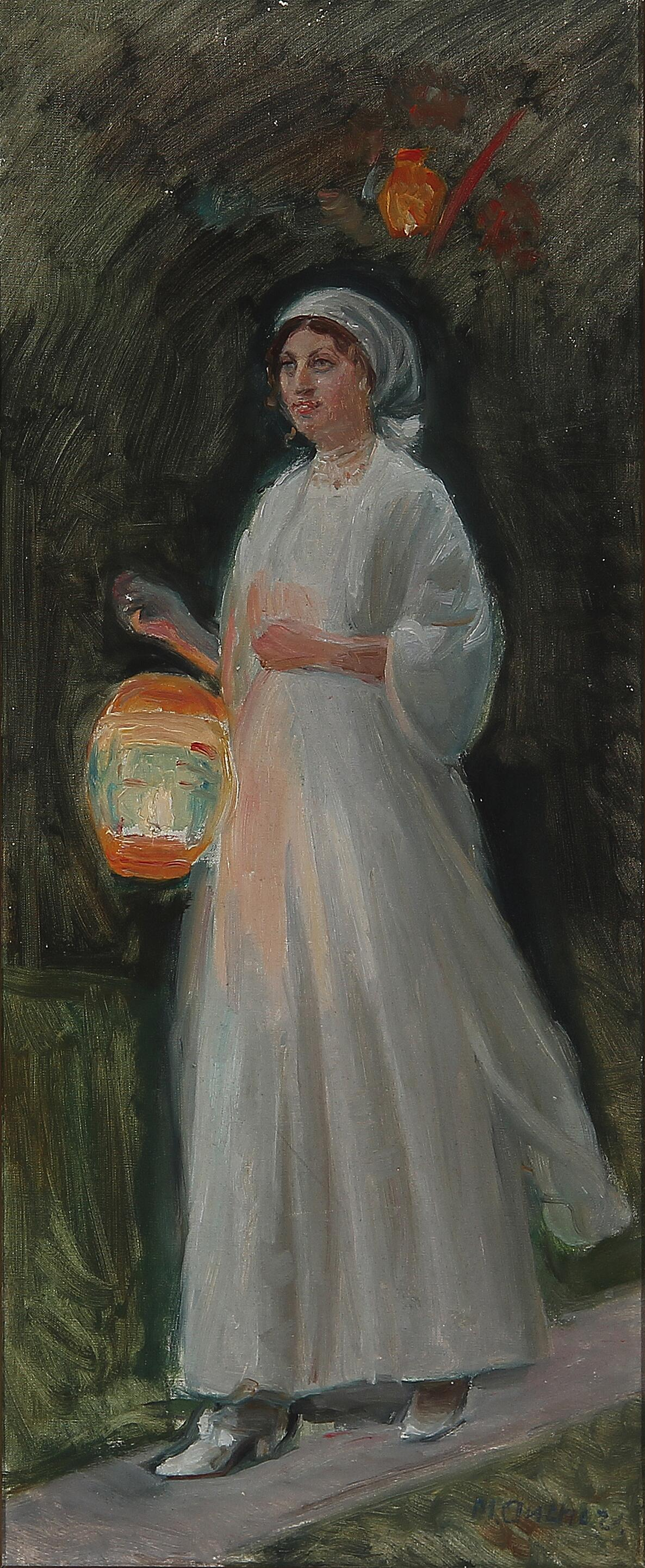 Une fête à Skagen. Une jeune fille arrive. Étudie. - Michael Peter Ancher