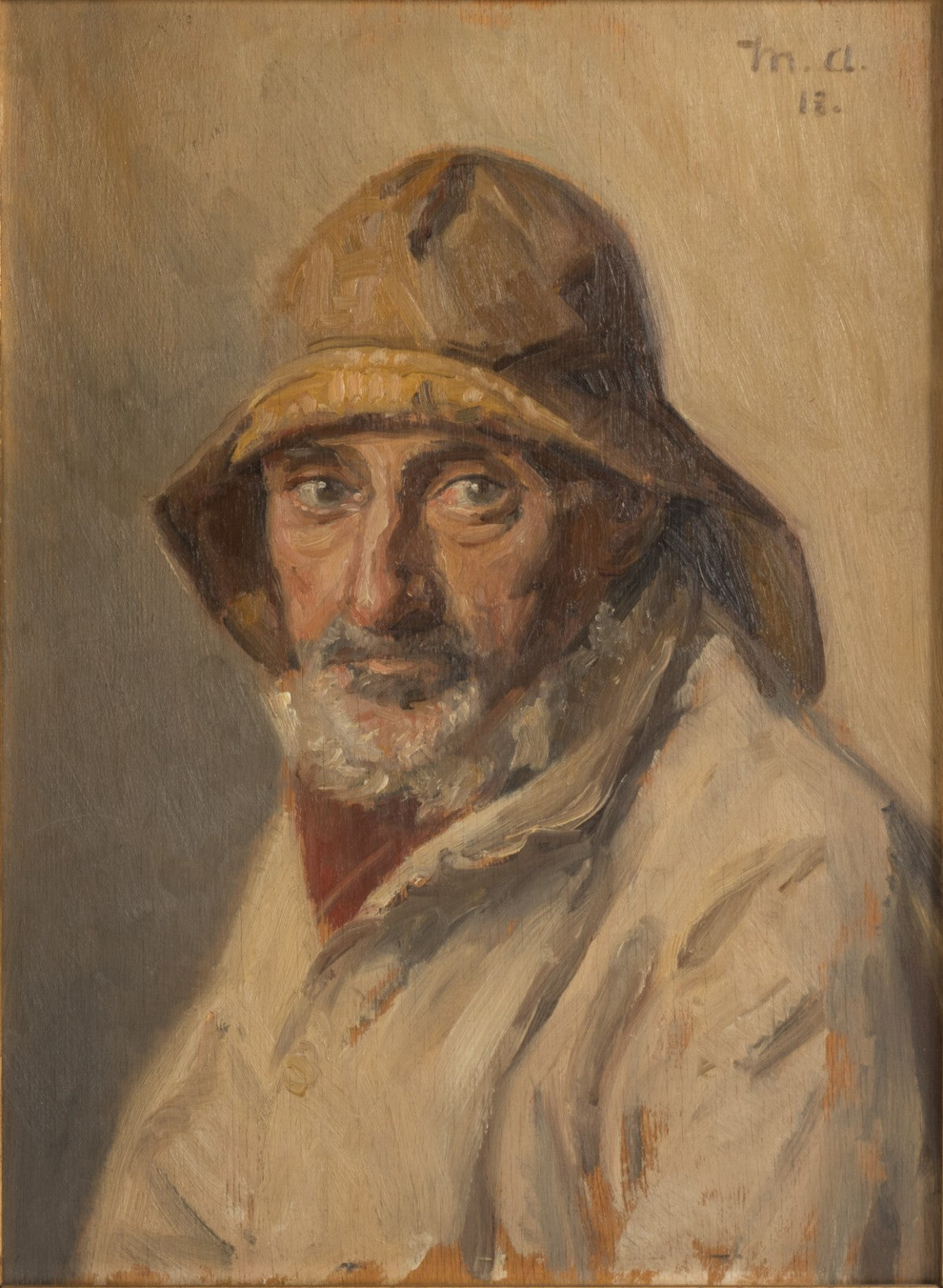 Portrait d'un pêcheur portant un ciré. - Michael Peter Ancher