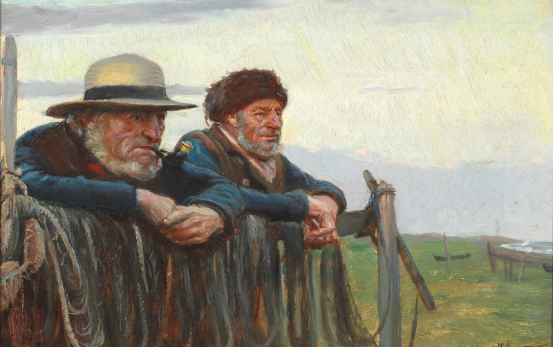 Zwei Fischer beobachten das Meer am Strand von Skagen. – Michael Peter Ancher