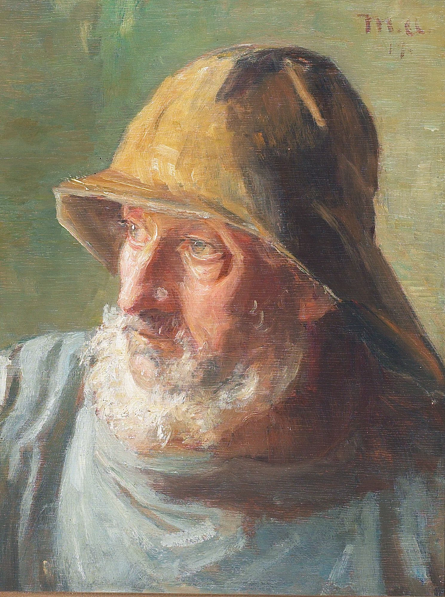 Portrait d'un pêcheur portant un ciré. - Michael Peter Ancher