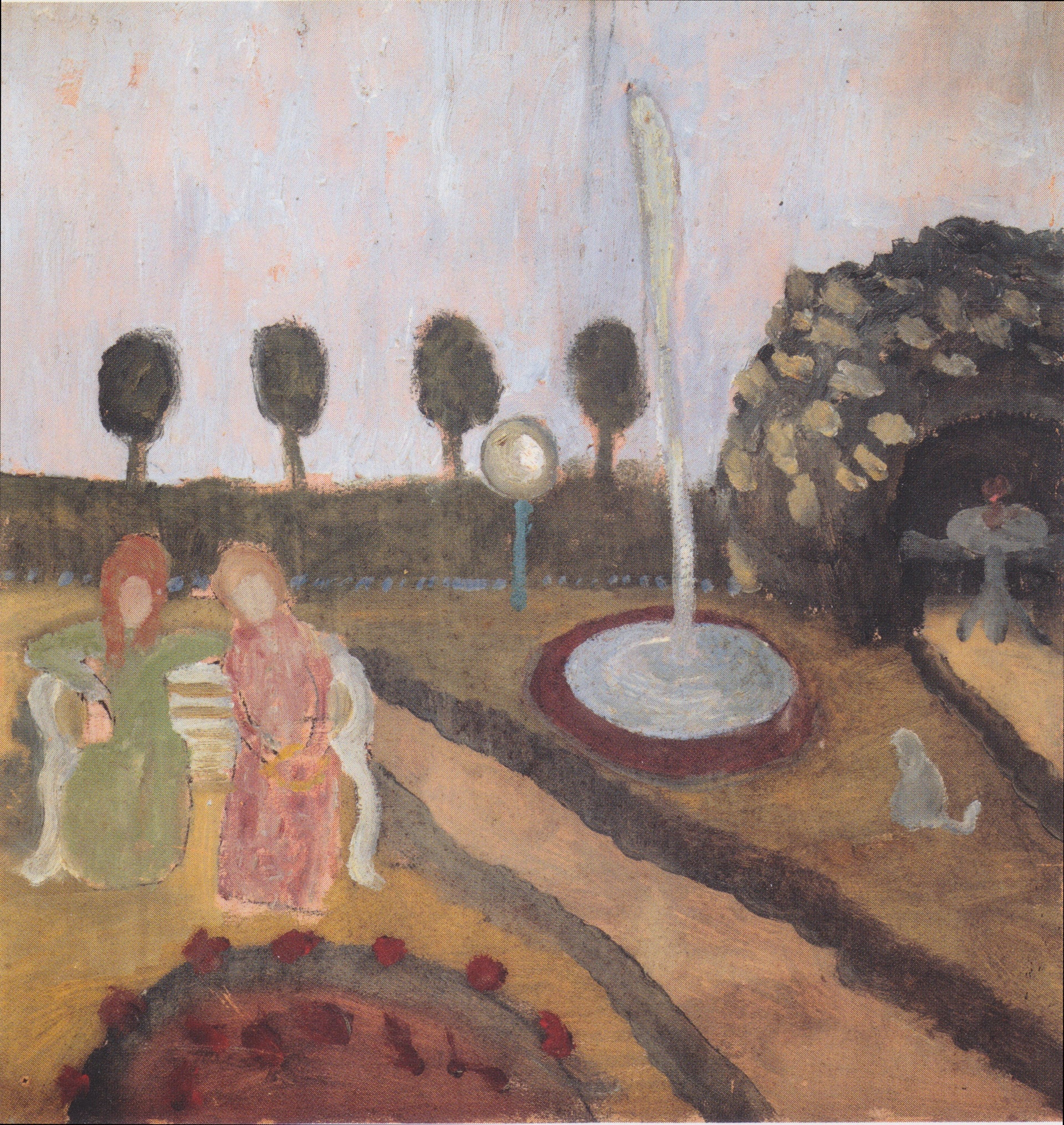 Zwei Frauen im Garten mit Springbrunnen - Paula Modersohn-Becker