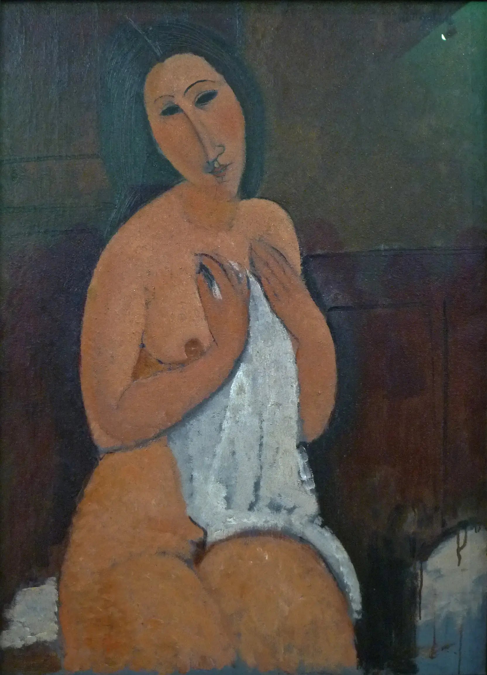Reproduction du tableau « Nu assis à la chemise - Amedeo Modigliani » par Alpha Reproduction en peinture à l’huile