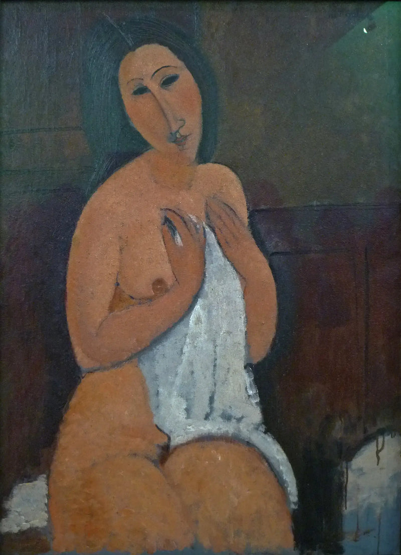 Nu sitzend mit Hemd - Amedeo Modigliani