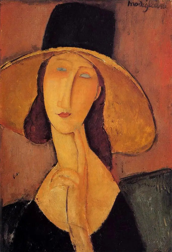 Jeanne Hébuterne mit großem Hut - Amedeo Modigliani