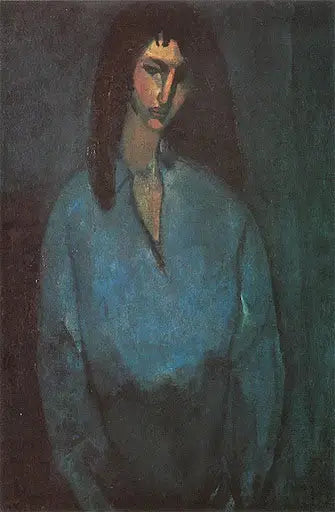 Porträt eines jungen Mädchens in blauer Bluse - Amedeo Modigliani
