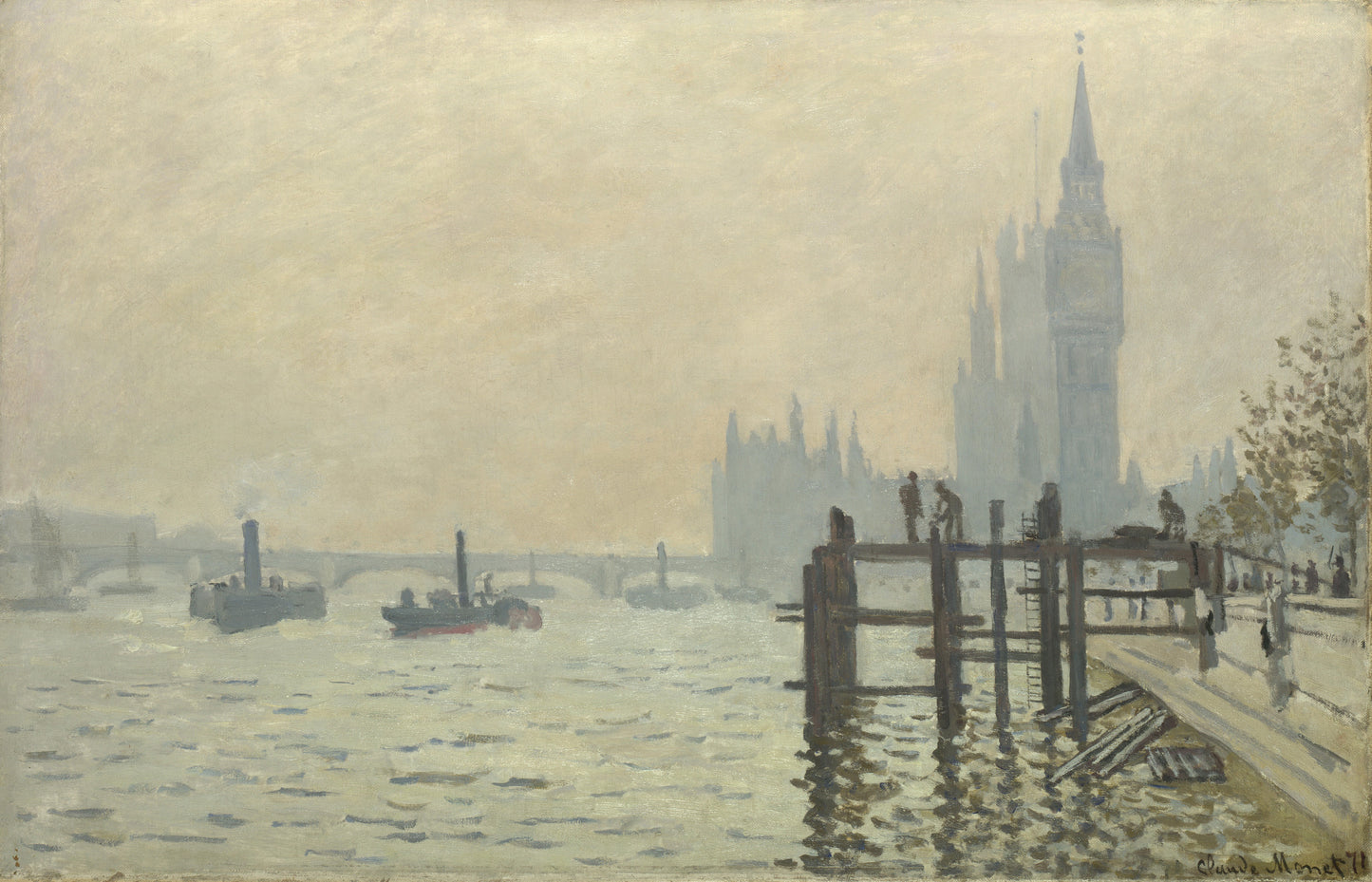 „Das Parlament von London, gesehen von Westminster“ – Claude Monet (1871)