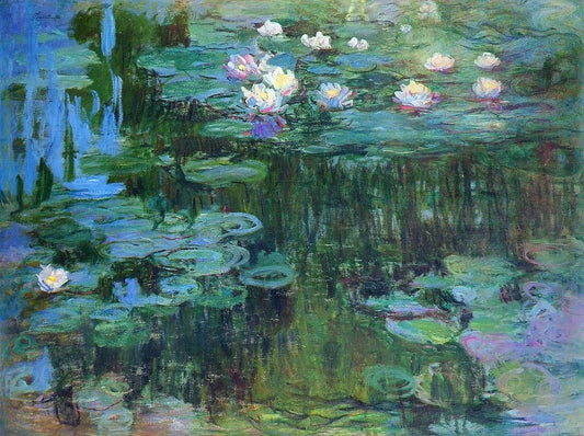 💠 Seerosen mit blauen Reflexen und dichter Blüte – Claude Monet