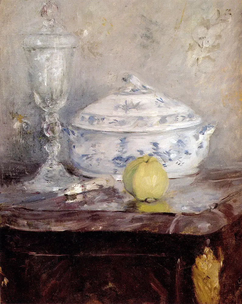 Suppenterrine und Apfel - Berthe Morisot