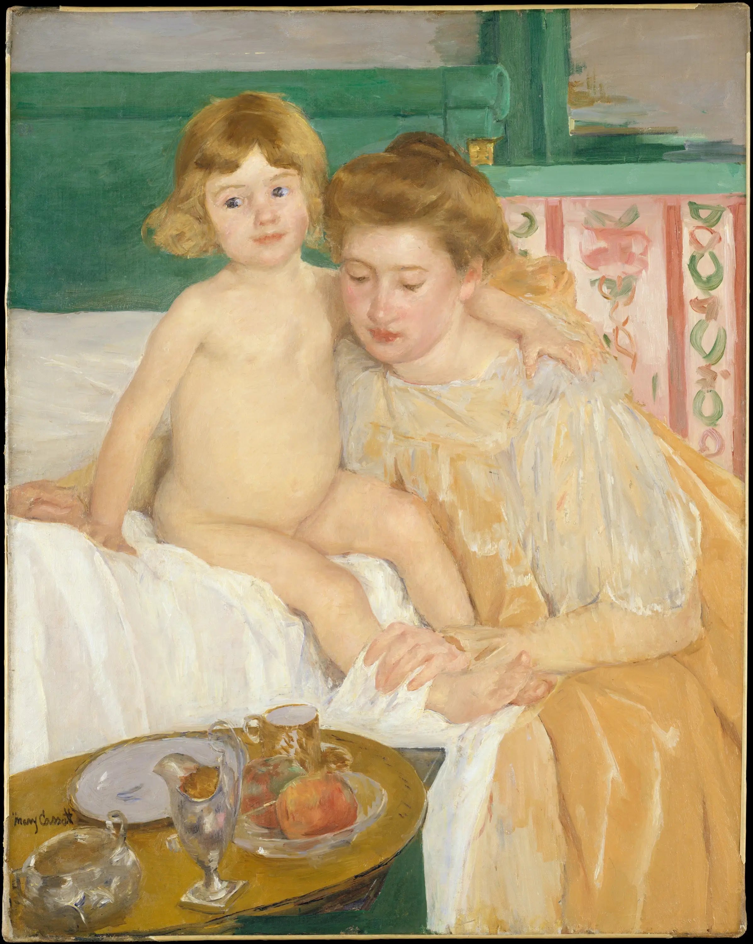 Reproduction du tableau « Mère et enfant (bébé se levant de sa sieste) - Mary Cassatt » par Alpha Reproduction en peinture à l’huile