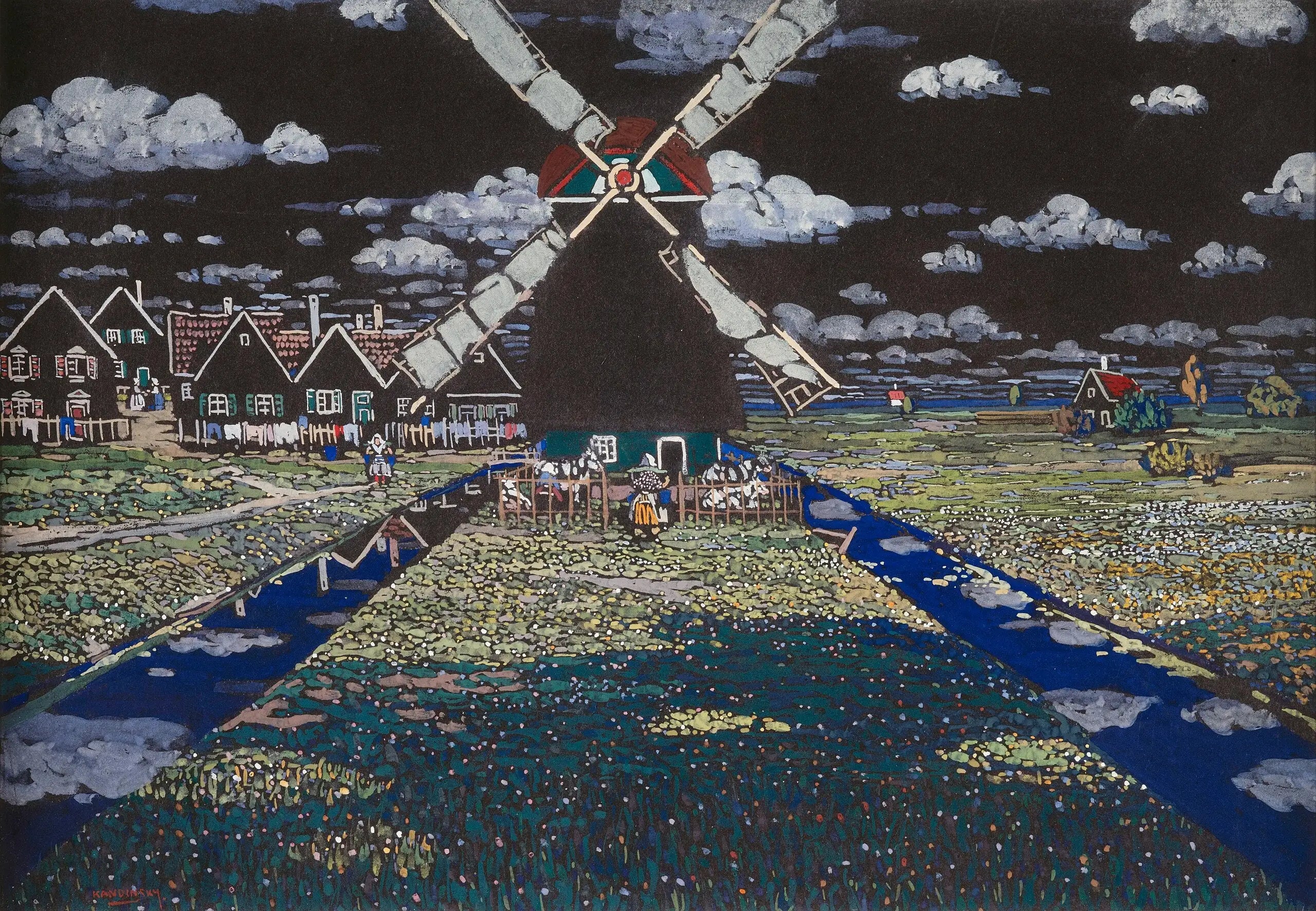 Reproduction du tableau « Moulin en Hollande - Vassily Kandinsky » par Alpha Reproduction en peinture à l’huile