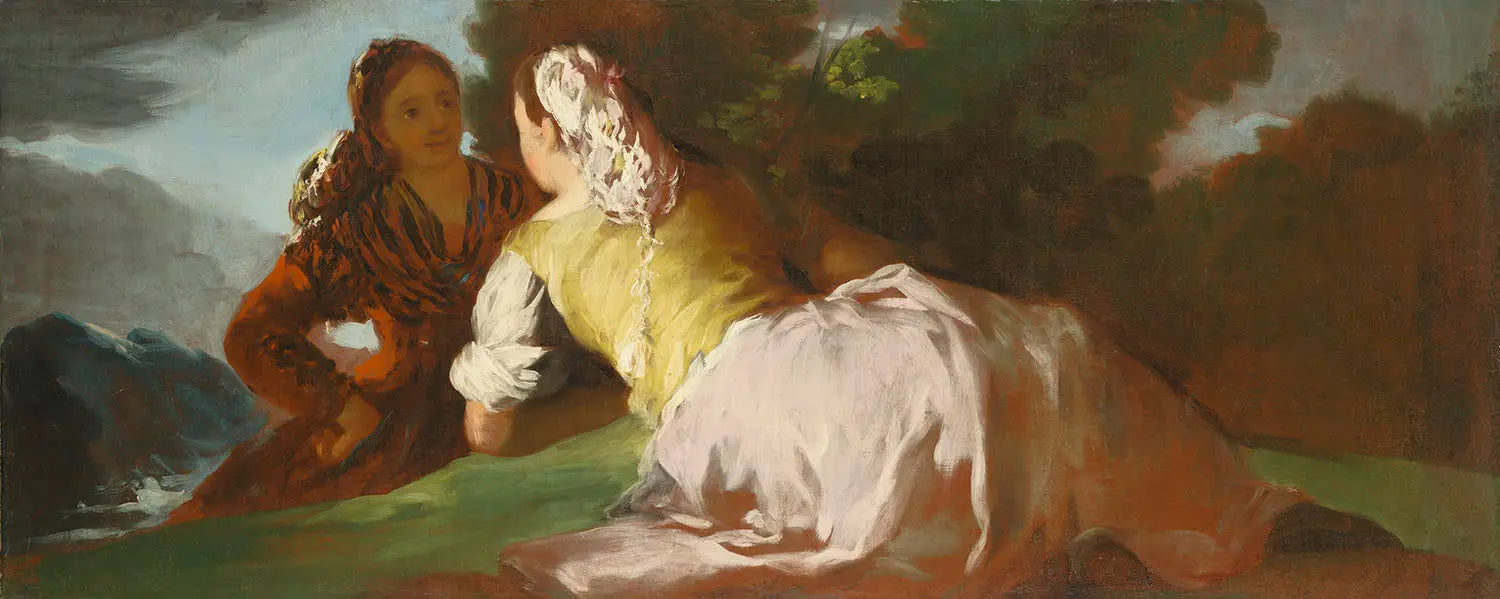 Reproduction du tableau « Femmes conversantes - Francisco de Goya » par Alpha Reproduction en peinture à l’huile