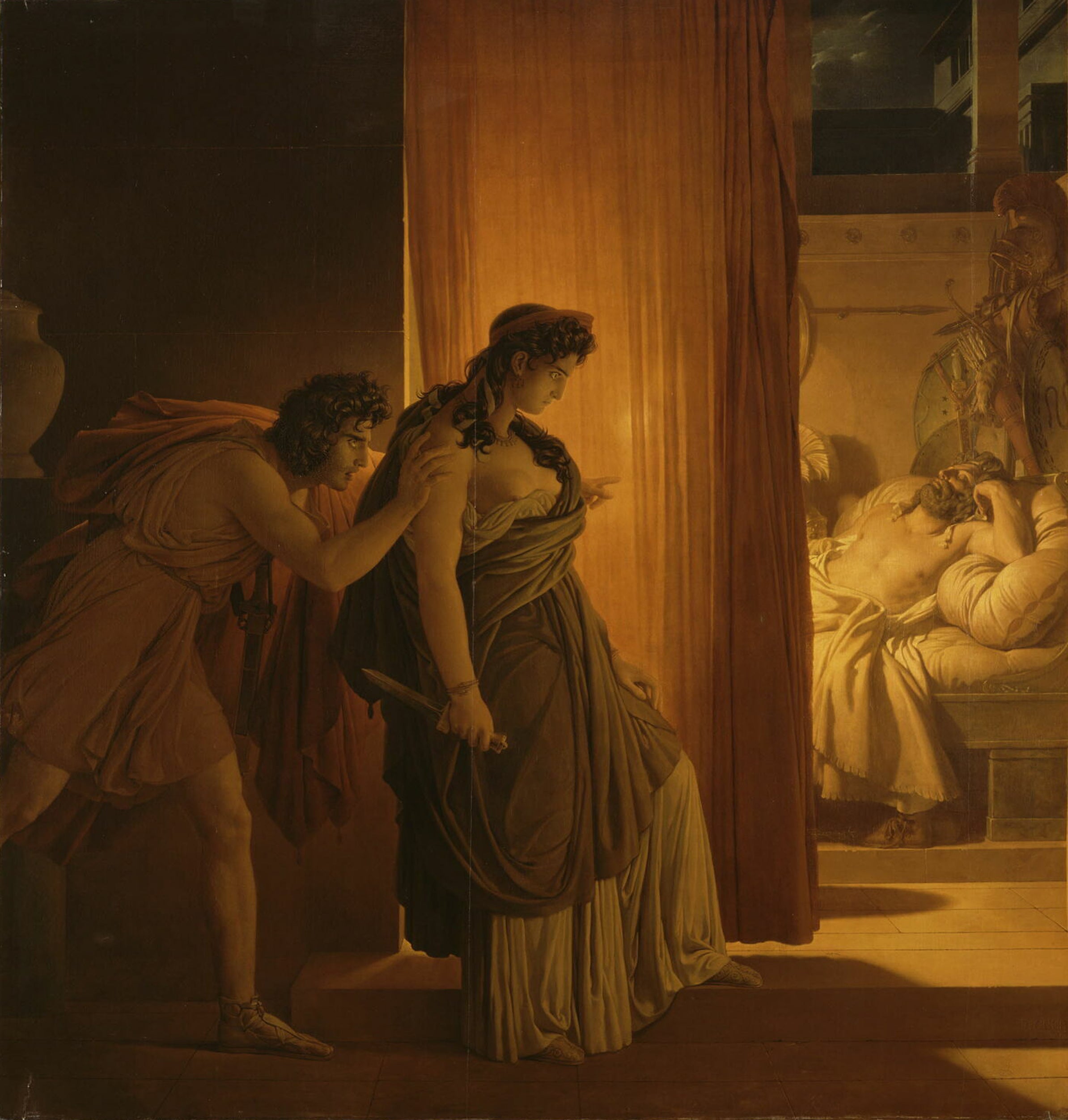 Clytemnestre hésitant avant de frapper Agamemnon endormi - Pierre-Narcisse Guérin