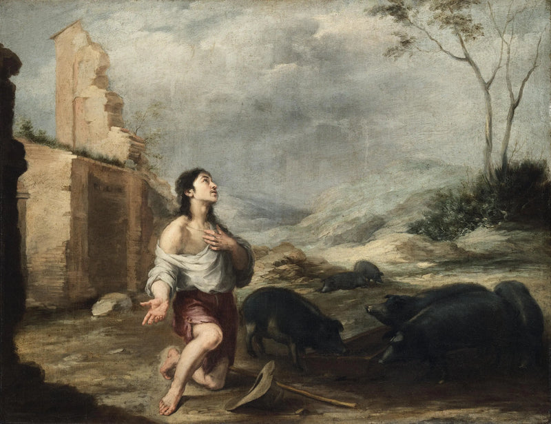 Der verlorene Sohn, der die Schweine füttert - Bartolomé Esteban Murillo