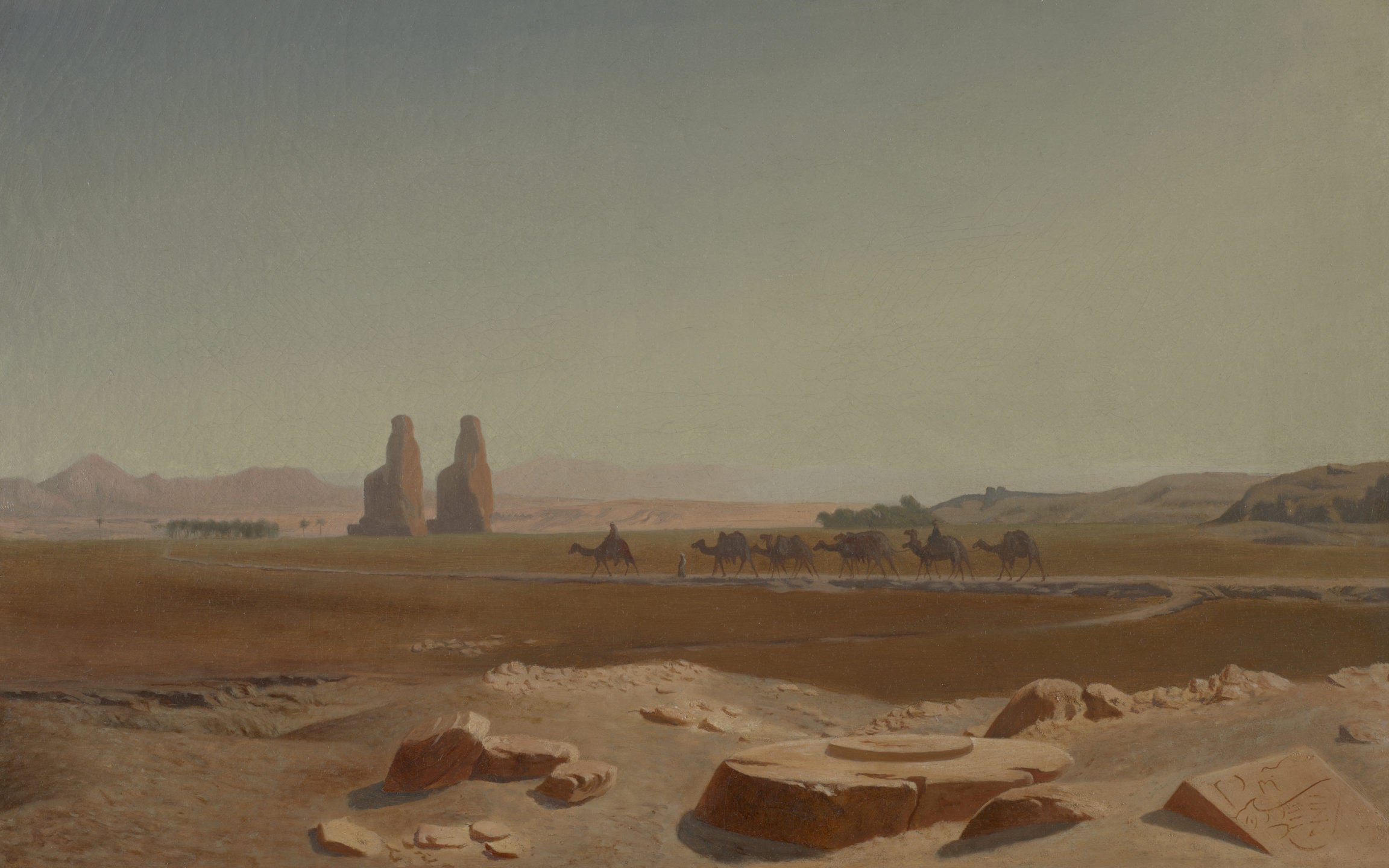 Karawane, die an den Kolossen von Memnon vorbeizieht. Theben - Jean-Léon Gérôme