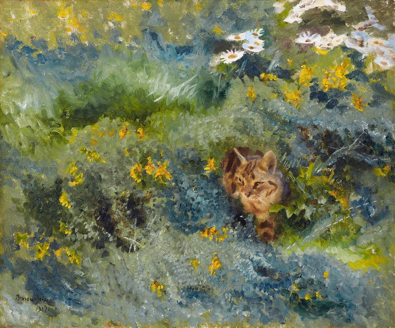 Katze auf einer blühenden Sommerwiese - Bruno Liljefors