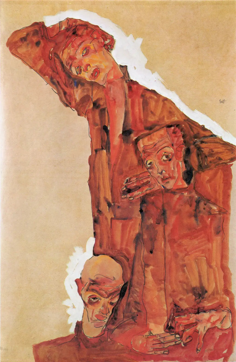 Komposition nach Porträt von drei Männern (Selbstporträt) - Egon Schiele