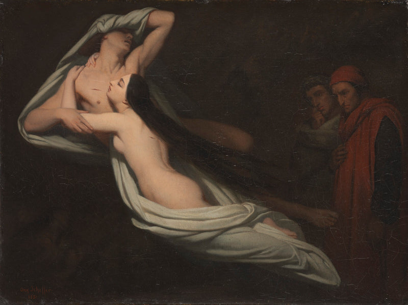 Dante und Vergil treffen die Schatten von Francesca da Rimini und Paolo - Ary Scheffer